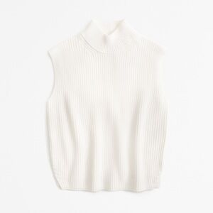 Cream / White Sleeveless turtleneck sweater Abercrombie & Fitch